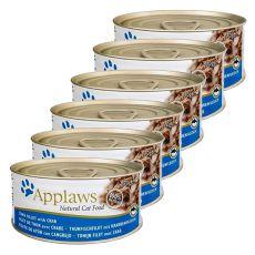 Applaws Cat - konzerva pre mačky s tuniakom a krabom, 6 x 70g