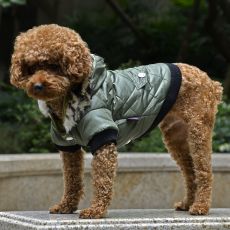 Bunda pre psa s kožušinkou - zelená, XL