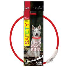 Obojok Dog Fantasy LED nylon - červený, 65cm