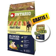 ONTARIO Adult Mini - chicken and potatoes 6,5kg + 0,75kg