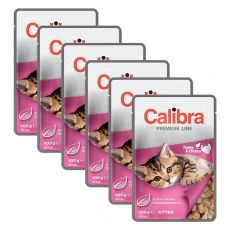 CALIBRA Cat Kitten kuracie a morčacie kúsky v omáčke 6 x 100 g