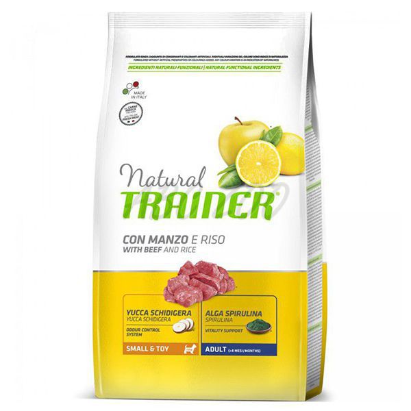Trainer Natural Small and Toy Adult, hovädzie a ryža 2 kg