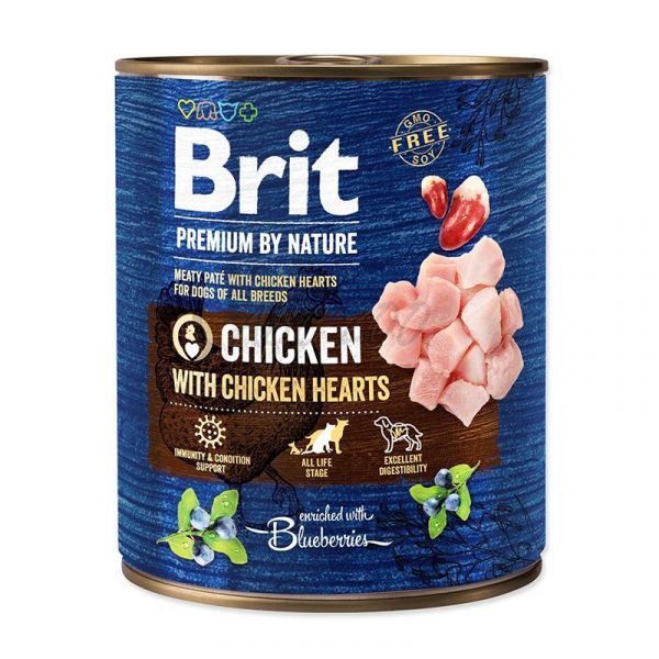Konzerva Brit premium by Nature Chicken & Hearts 800 g