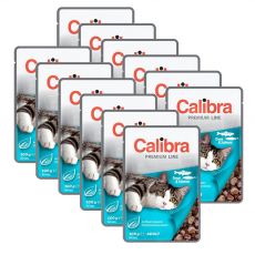 CALIBRA Cat Adult kúsky so pstruhom a lososom v omáčke 12 x 100 g